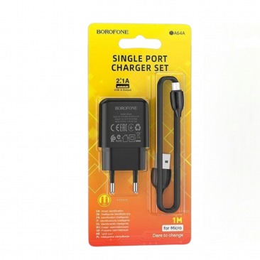 СЗУ BOROFONE BA64A 2.1A USB + кабель MICRO USB (черный)