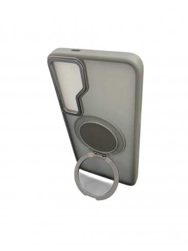 Чехол для Samsung Galaxy S24 Plus (SM-S926B), S25 Plus (S936B) с магнитным кольцом и подставкой серый