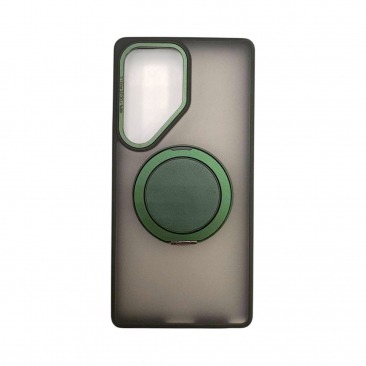 Чехол для Samsung Galaxy S25 Ultra с магнитным кольцом и подставкой зеленый