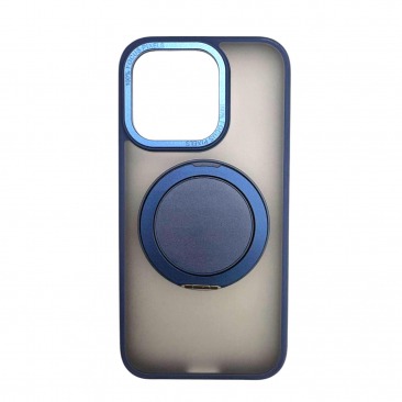 Чехол для iPhone 15 Pro с магнитным кольцом и подставкой синий