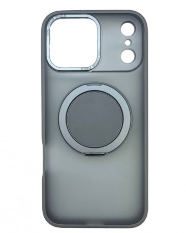Чехол для iPhone 17 Pro Max с магнитным кольцом и подставкой серый