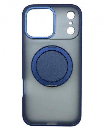 Чехол для iPhone 17 Pro с магнитным кольцом и подставкой синий