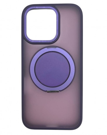 Чехол для iPhone 15 Pro Max с магнитным кольцом и подставкой фиолетовый