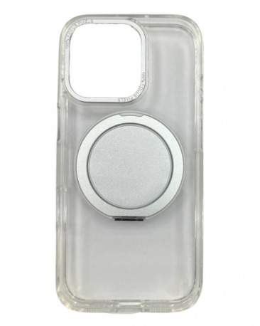 Чехол для iPhone 16 Pro Max с магнитным кольцом и подставкой прозрачный