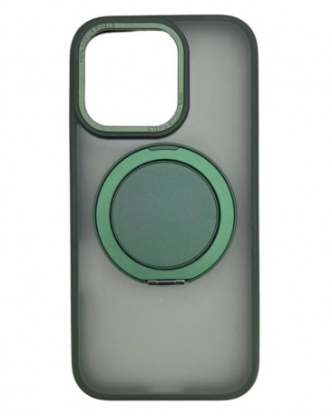 Чехол для iPhone 16 Pro Max с магнитным кольцом и подставкой зеленый