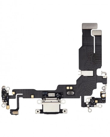 Шлейф для iPhone 15 на системный разъем, микрофон, черный, OEM