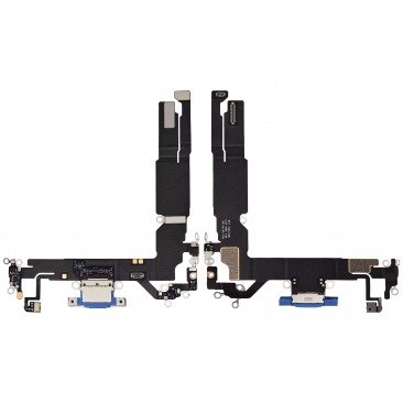 Шлейф для iPhone 16 на системный разъем, микрофон, ультрамарин, OEM