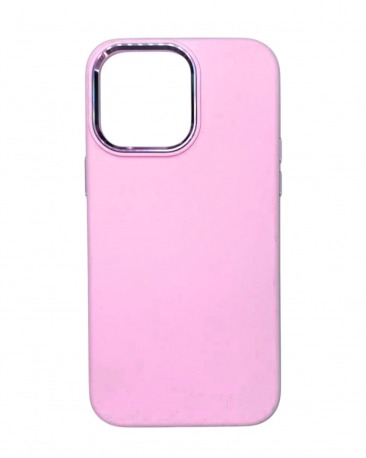 Чехол Apple iPhone 14 Pro Max Silicone Case с металлическими кнопками и рамкой розовый