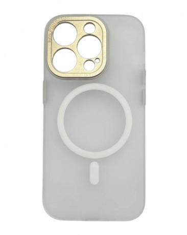 Чехол для Apple iPhone 14 Pro (с металлическими кнопкамии и защитой камеры) MagSafe (золотой)