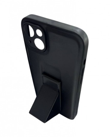 Чехол для iPhone 14 Leather с подставкой черный