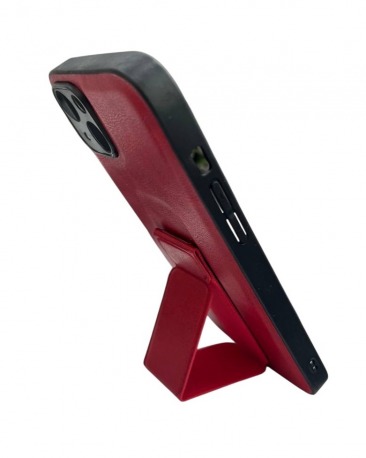 Чехол для iPhone 14 Leather с подставкой красный
