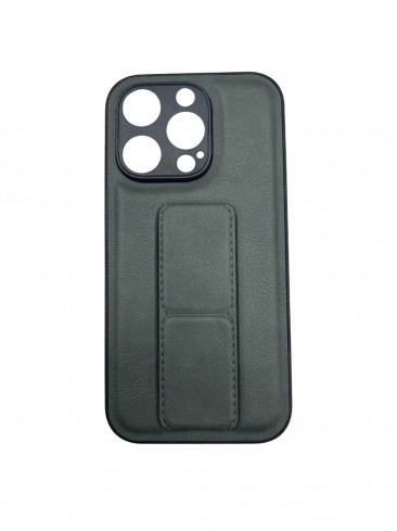 Чехол для iPhone 14 Pro Leather с подставкой зеленый