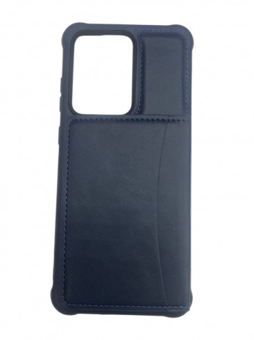 Кожаный чехол-накладка с карманом под карточки для Samsung G988 Galaxy S20 Ultra (черный)