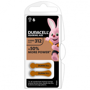Элемент питания для слуховых аппаратов Duracell ZA312 ( 6шт)