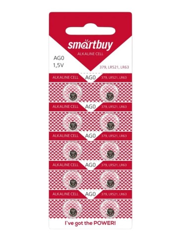 Элемент питания щелочной Smartbuy AG0 LR63 (G0/LR521/379A/179)