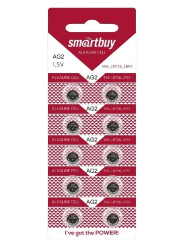 Элемент питания щелочной Smartbuy LR59,AG2,LR726,G2,196,GP96A,396,SR726W