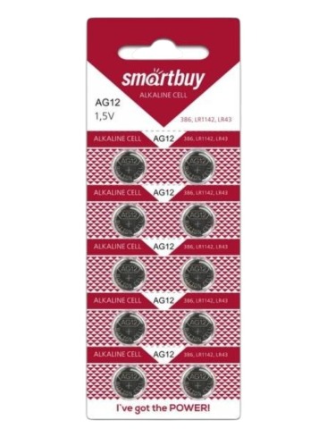 Элемент питания щелочной Smartbuy AG12 (AG12/G12/LR1142/386A/186)
