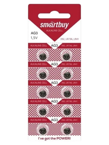 Элемент питания щелочной Smartbuy LR41,AG3,LR736,G3,192,GP92A,392,SR41W
