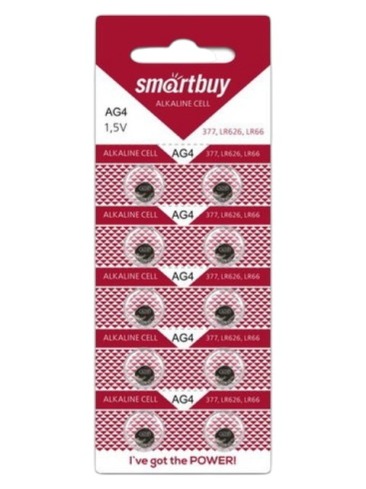 Элемент питания щелочной Smartbuy LR66,AG4,LR626,G4,177,GP77A,377,SR626W