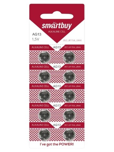 Элемент питания щелочной Smartbuy LR44, AG13, G13, 357, SR44W, SR1154
