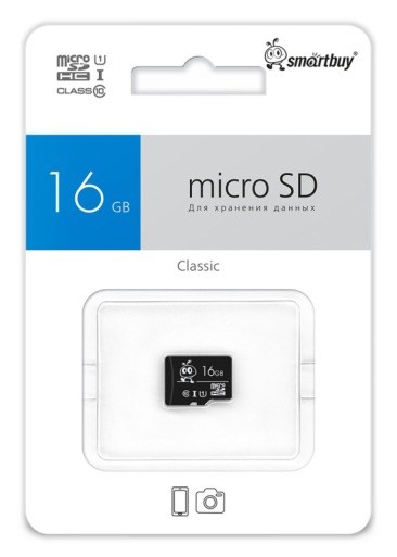 Карта памяти micro-SDHC 16Gb Smartbuy class 10
