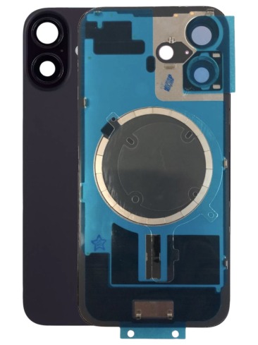 Задняя крышка в сборе c окошками камеры iPhone 16 чёрная (Black) Аналог