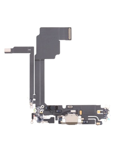 Шлейф для iPhone 15 Pro Max на системный разъем, микрофон, бежевый, OEM