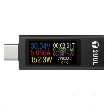 Тестер 2UUL Charging Mate PW21, USB Type-C многофункциональный (30V/12A)