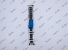 Ремешок метал silver Watch Series 38mm/40mm/41mm вставка керамика (черный)