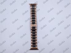 Ремешок метал gold Watch Series 38mm/40mm/41mm вставка керамика (черный)