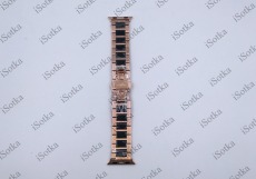 Ремешок метал gold Watch Series 38mm/40mm/41mm вставка керамика (черный)