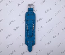 Ремешок Watch Series 42mm/44mm/45mm/49mm кожанный широкий (голубой)