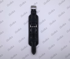 Ремешок Watch Series 38mm/40mm/41mm кожанный широкий (черный)