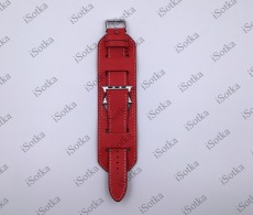 Ремешок Watch Series 38mm/40mm/41mm кожанный широкий (красный)