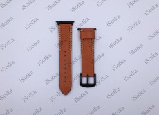 Ремешок Watch Series 38mm/40mm/41mm кожанный с боковым декором (коричневый)