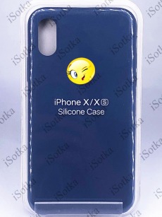 Чехол Apple iPhone X / XS Silicone Case №20 (Стальной синий)