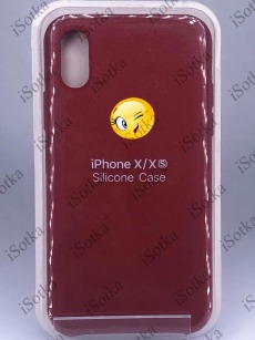 Чехол Apple iPhone X / XS Silicone Case №33 (Красно-каричневый)
