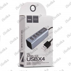 Переходник USB - 4USB HUB Hoco HB1 80см (черный)
