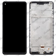 Дисплей для Samsung SM-A217F Galaxy A21s в рамке + тачскрин (черный) (оригинал LCD)