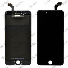 Дисплей для Apple iPhone 6 Plus + тачскрин черный с рамкой (LCD Оригинал/Замененное стекло) (в сборе с межплатным шлейфом и пластиной)
