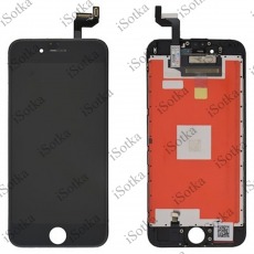Дисплей для Apple iPhone 6 + тачскрин черный с рамкой (LCD Оригинал/Замененное стекло) (в сборе с межплатным шлейфом и пластиной)
