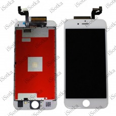Дисплей для Apple iPhone 6 + тачскрин белый с рамкой (Full LCD Оригинал 100%) (в сборе с межплатным шлейфом и пластиной)