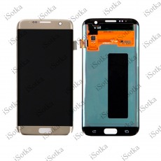 Дисплей для Samsung SM-G935F Galaxy S7 Edge + тачскрин (золотой) (оригинал LCD) (с деффектом)