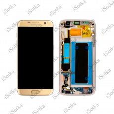 Дисплей для Samsung SM-G935F Galaxy S7 Edge в рамке + тачскрин (золотой) (оригинал LCD)