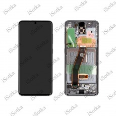 Дисплей для Samsung SM-G980F Galaxy S20 в рамке + тачскрин (серый) (оригинал LCD)