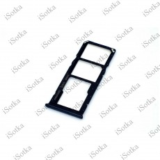 Держатель сим карты (SIM) для Samsung SM-A505 Galaxy A50 (черный) (оригинал)