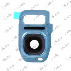Стекло камеры Samsung Galaxy S7 Edge SM-G935A (с корпусной частью) голубой OEM