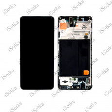 Дисплей для Samsung SM-A515F Galaxy A51 в рамке + тачскрин (черный) (Оригинал) уценка (OCA на фронтальной камере)