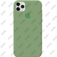 Чехол Apple iPhone 11 Liquid Silicone Case (закрытый низ) (оливково-зеленый)