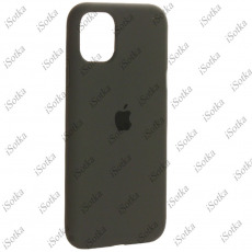 Чехол Apple iPhone 11 Liquid Silicone Case (закрытый низ) (темно-зеленый)